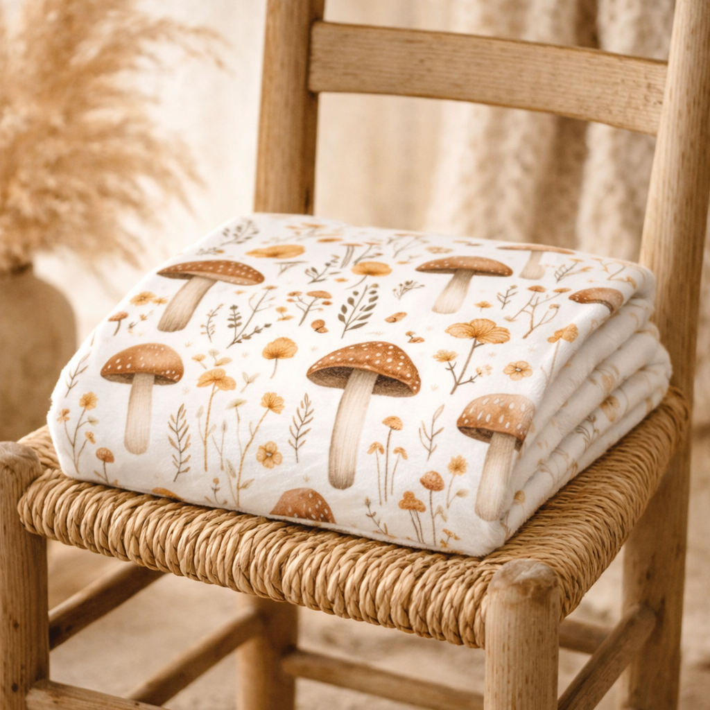 Couverture douceur forêt de champignons