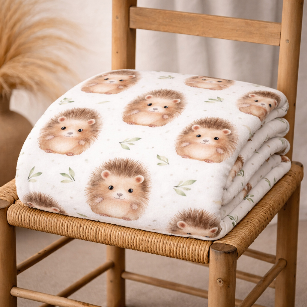 Couverture douceur hérisson aquarelle