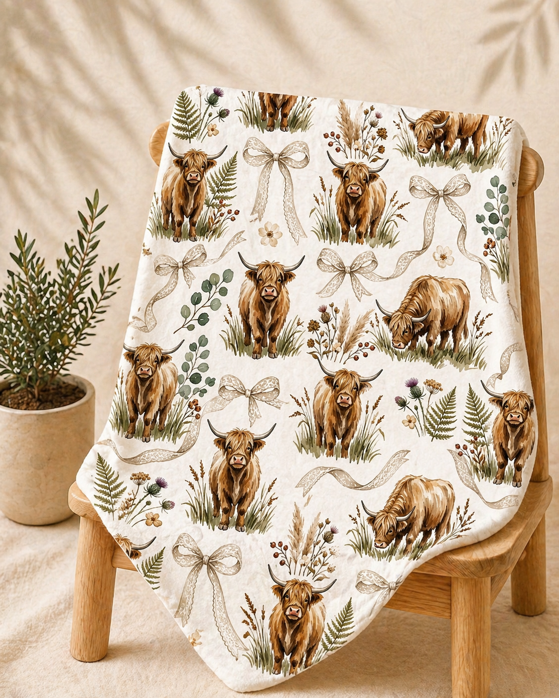 Couverture douceur Highland boho