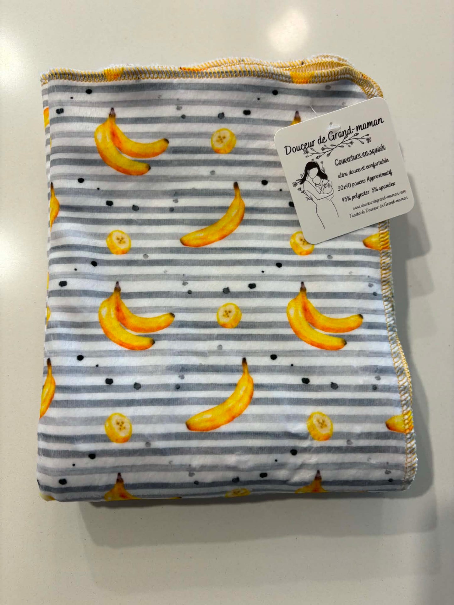 Couverture douceur Banane rayée