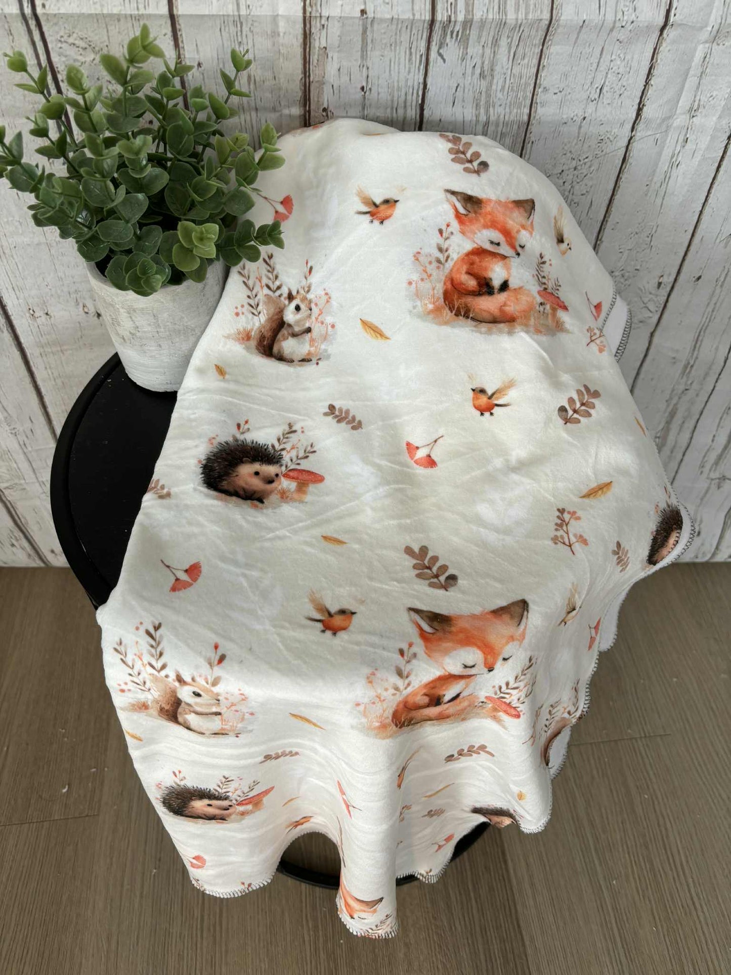 Couverture en squish  renard écureuil et son hérisson