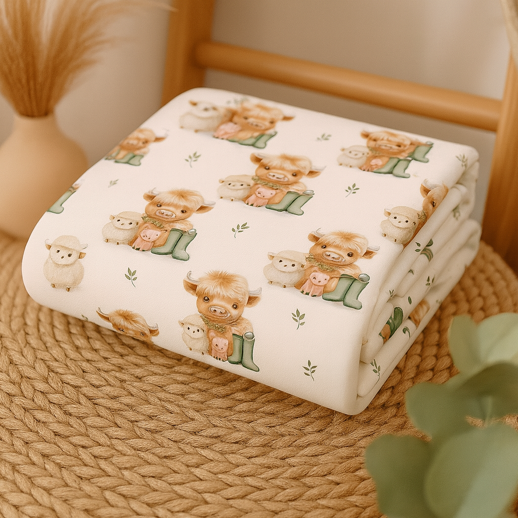 Couverture en squish Bébé vache,mouton et cochon