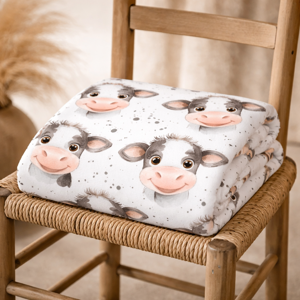 Couverture douceur vache rigolote