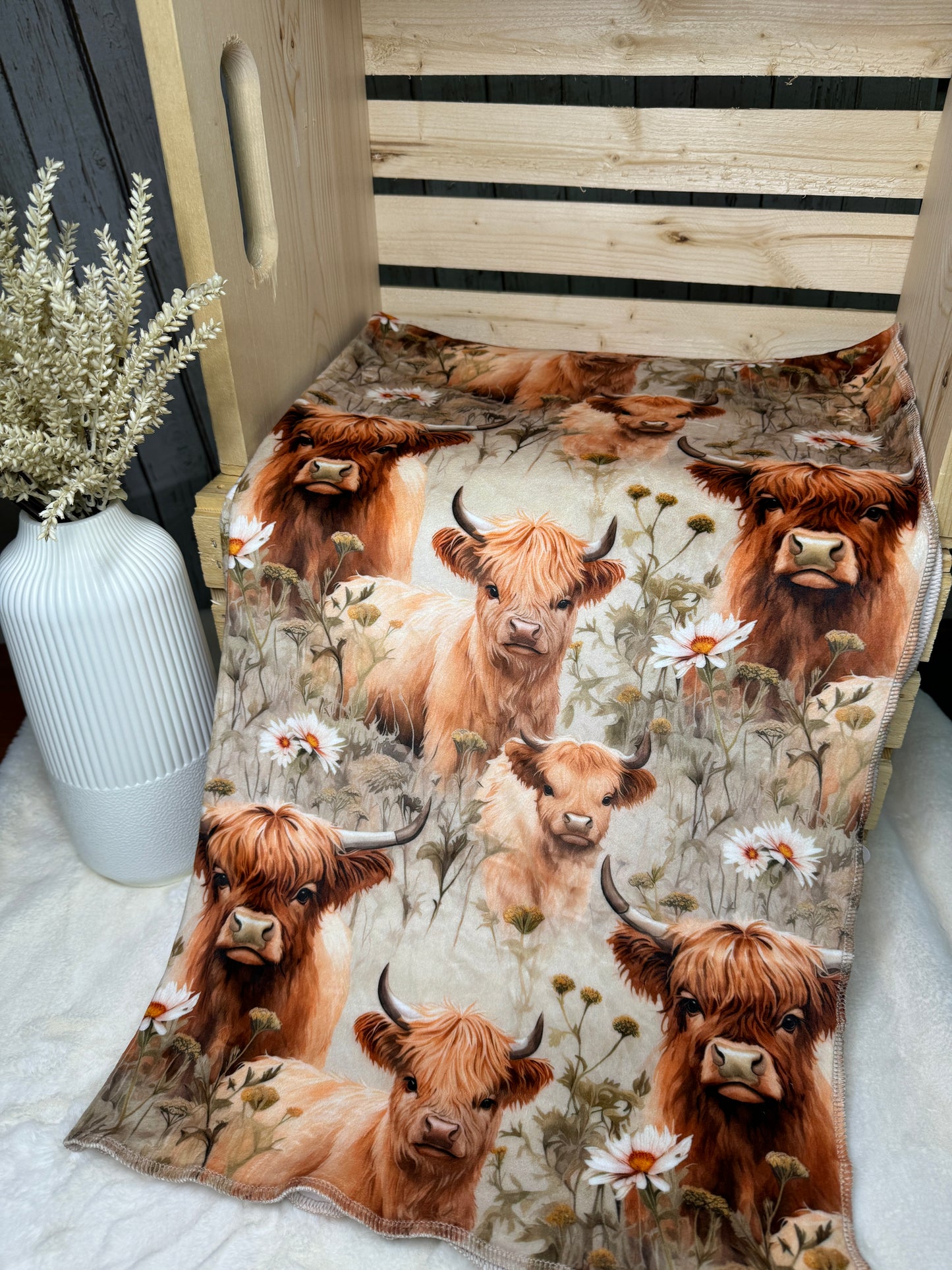 Couverture en squish highland fleuri