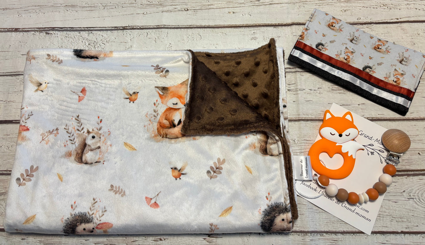 Ensemble cadeau renard écureuil et son hérisson