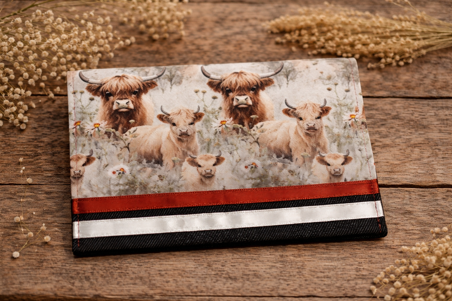 Carnet de santé highland fleuri