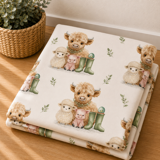 Couverture douceur  Bébé vache,mouton et cochon