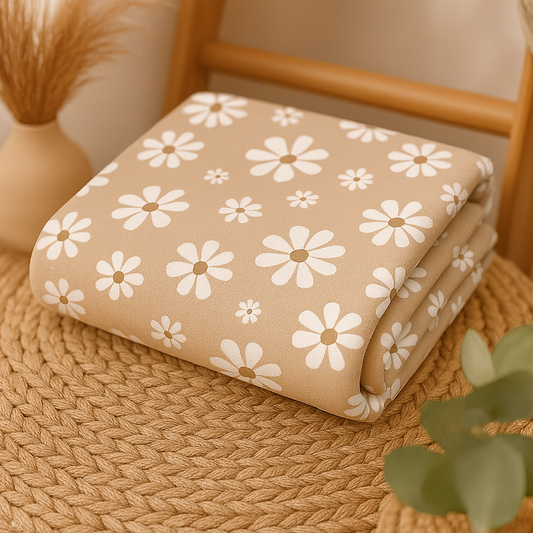 Couverture douceur marguerite  beige