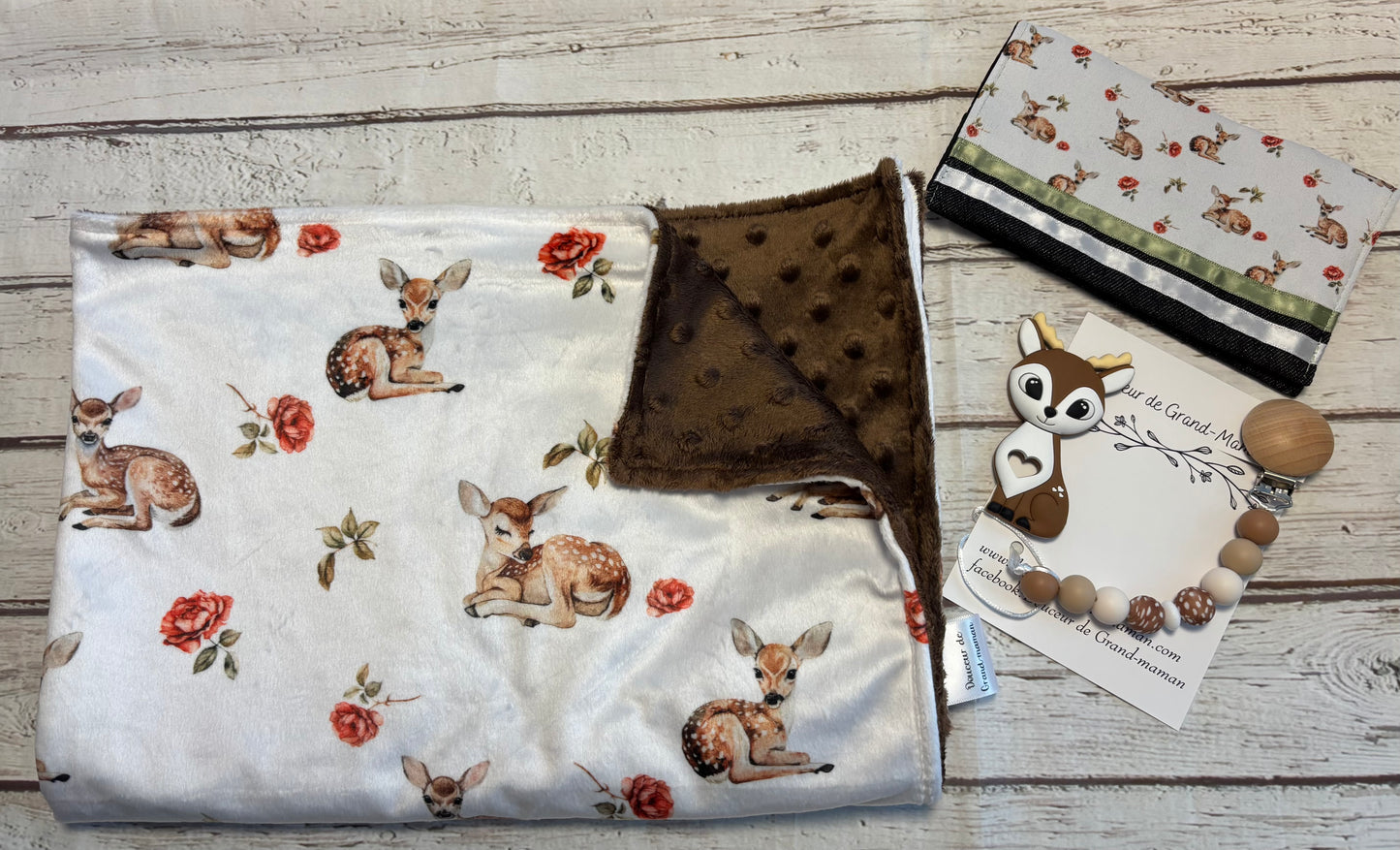 Ensemble cadeau Rose et bambi