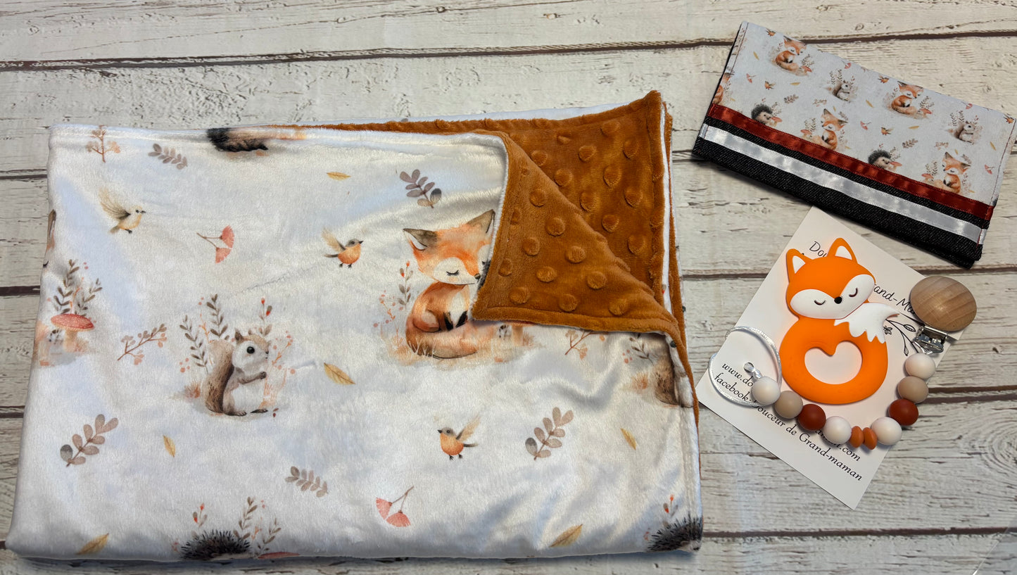 Ensemble cadeau renard écureuil et son hérisson