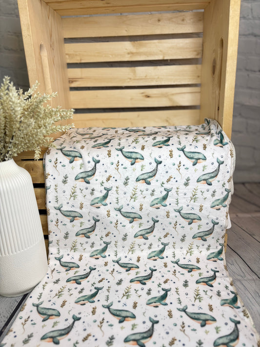Couverture en squish  baleine fleuri