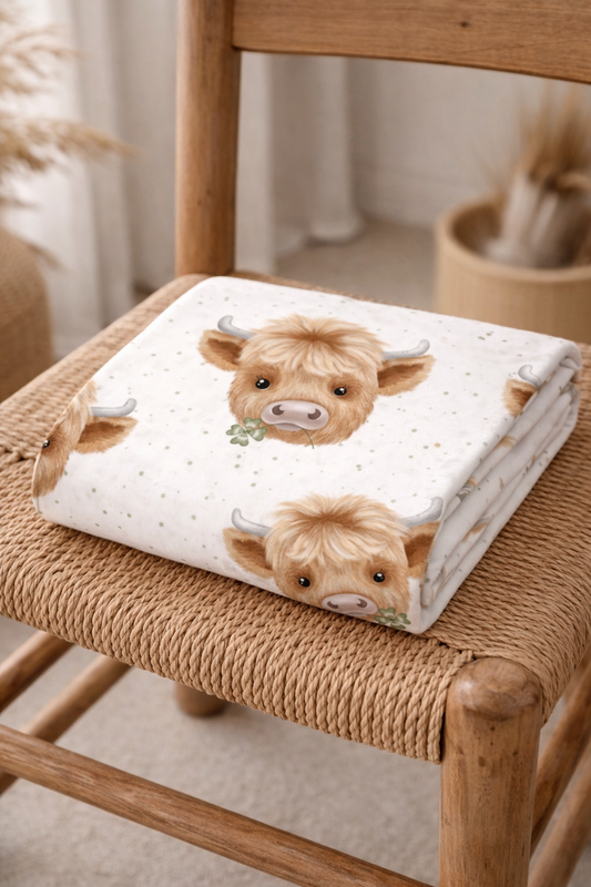 Couverture douceur bébé highland et son trèfle