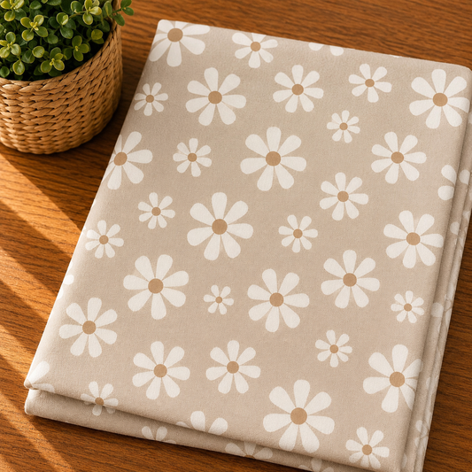 Couverture douceur marguerite  beige