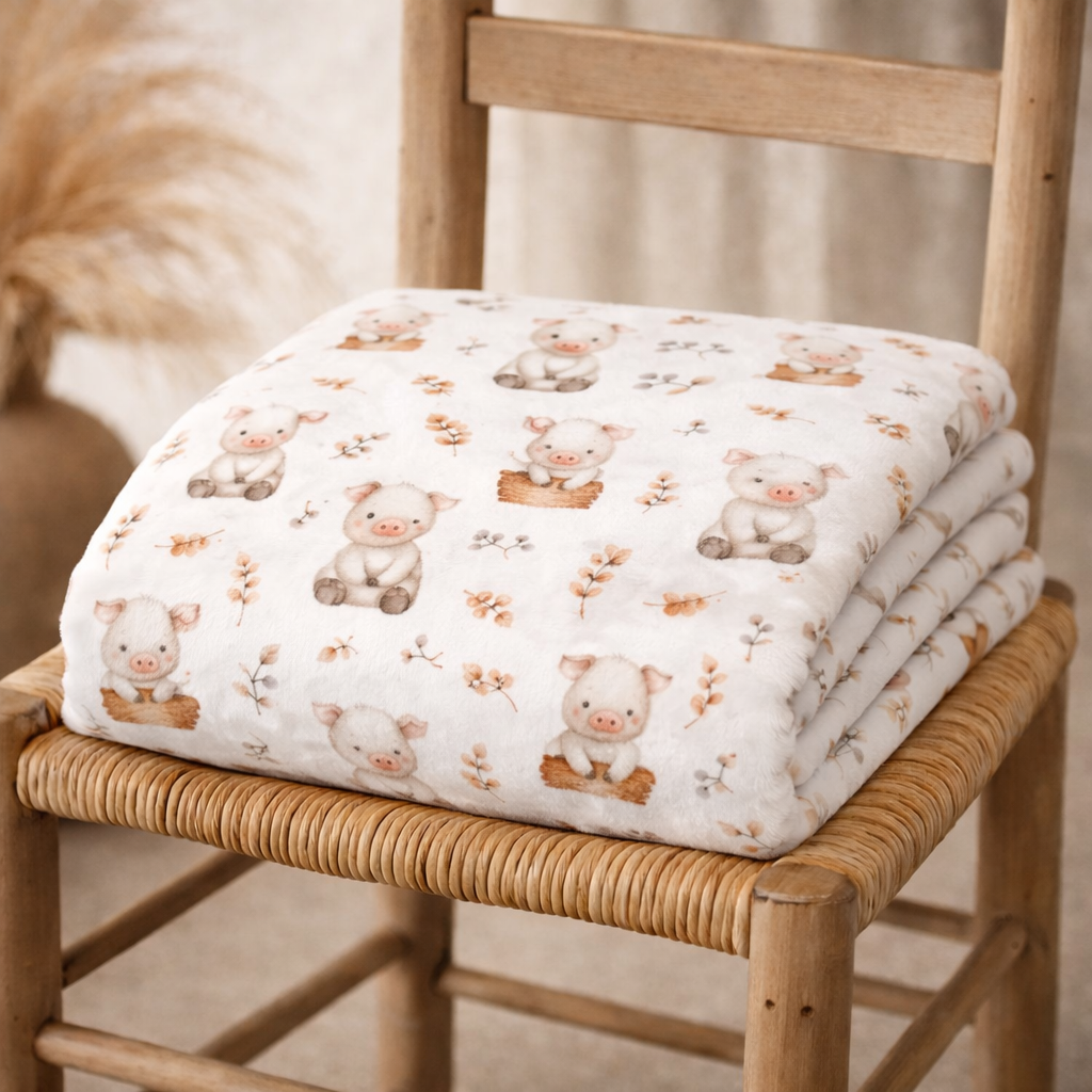 Couverture douceur  bebe cochon
