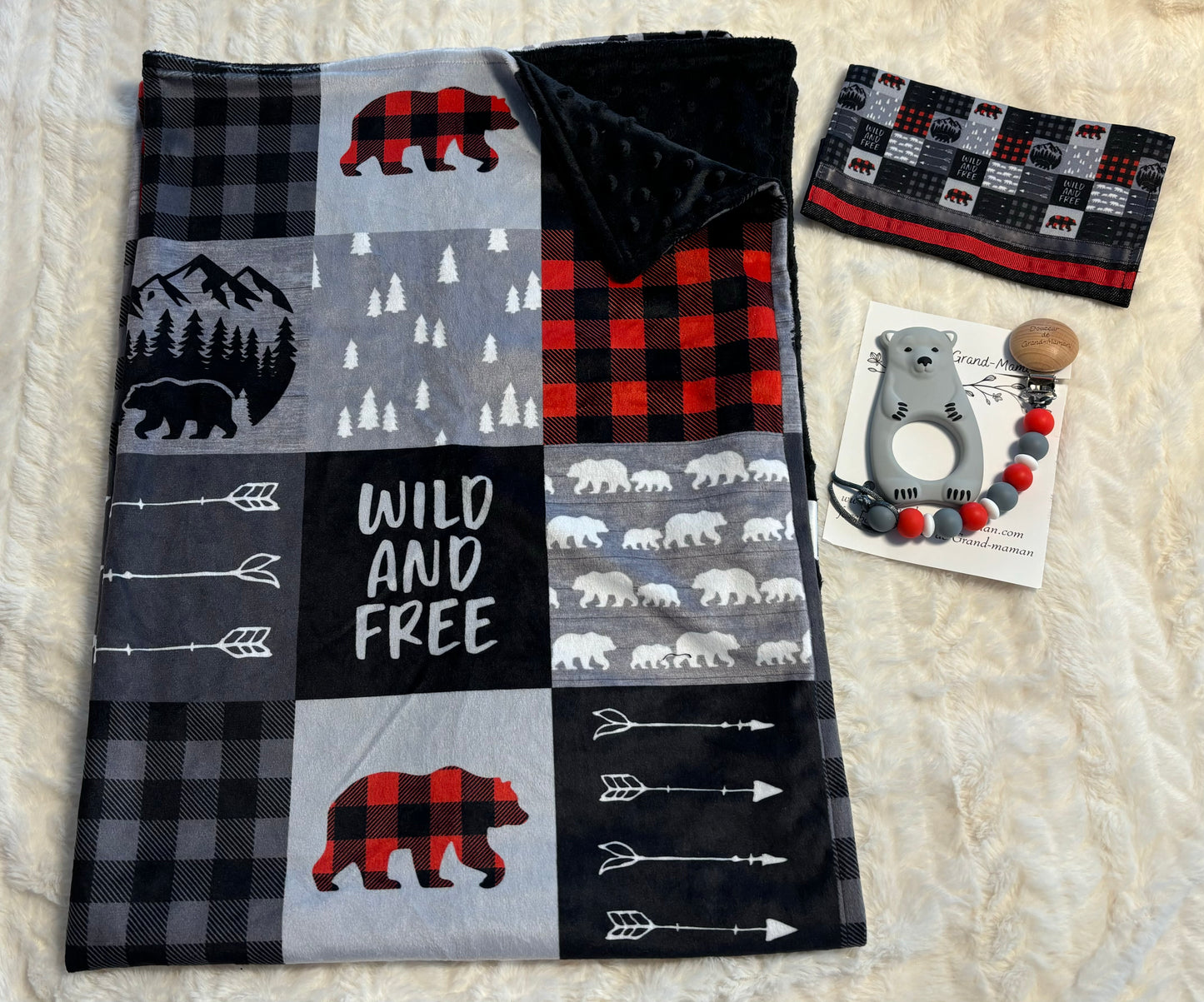 Ensemble cadeau patchwork ours wild and free