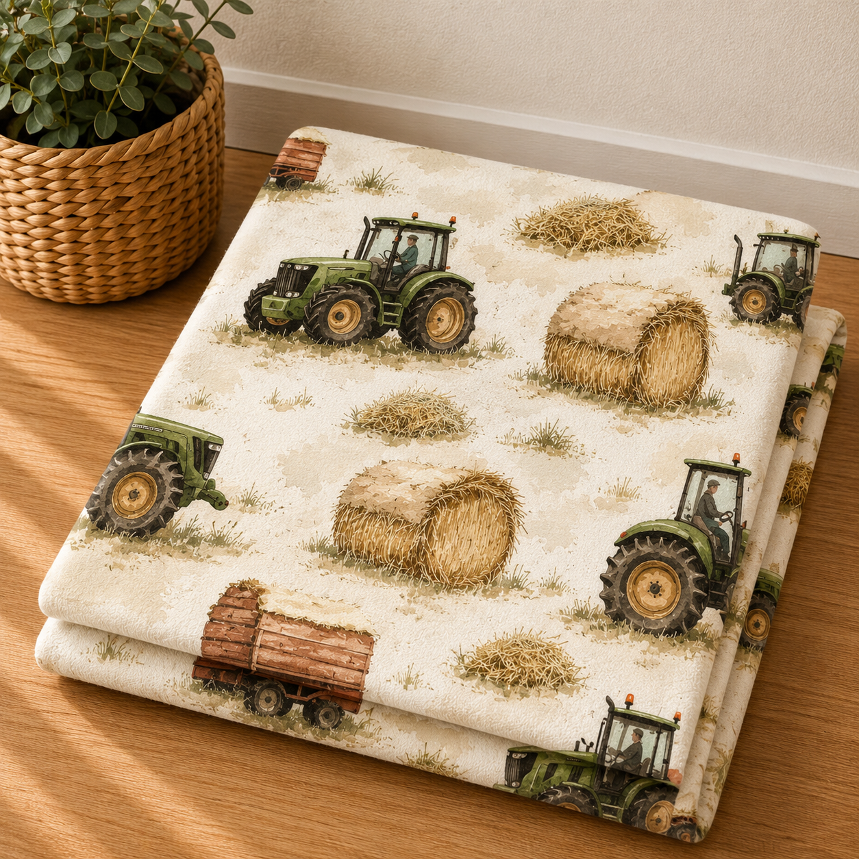 Couverture douceur  tracteur et balle de foins