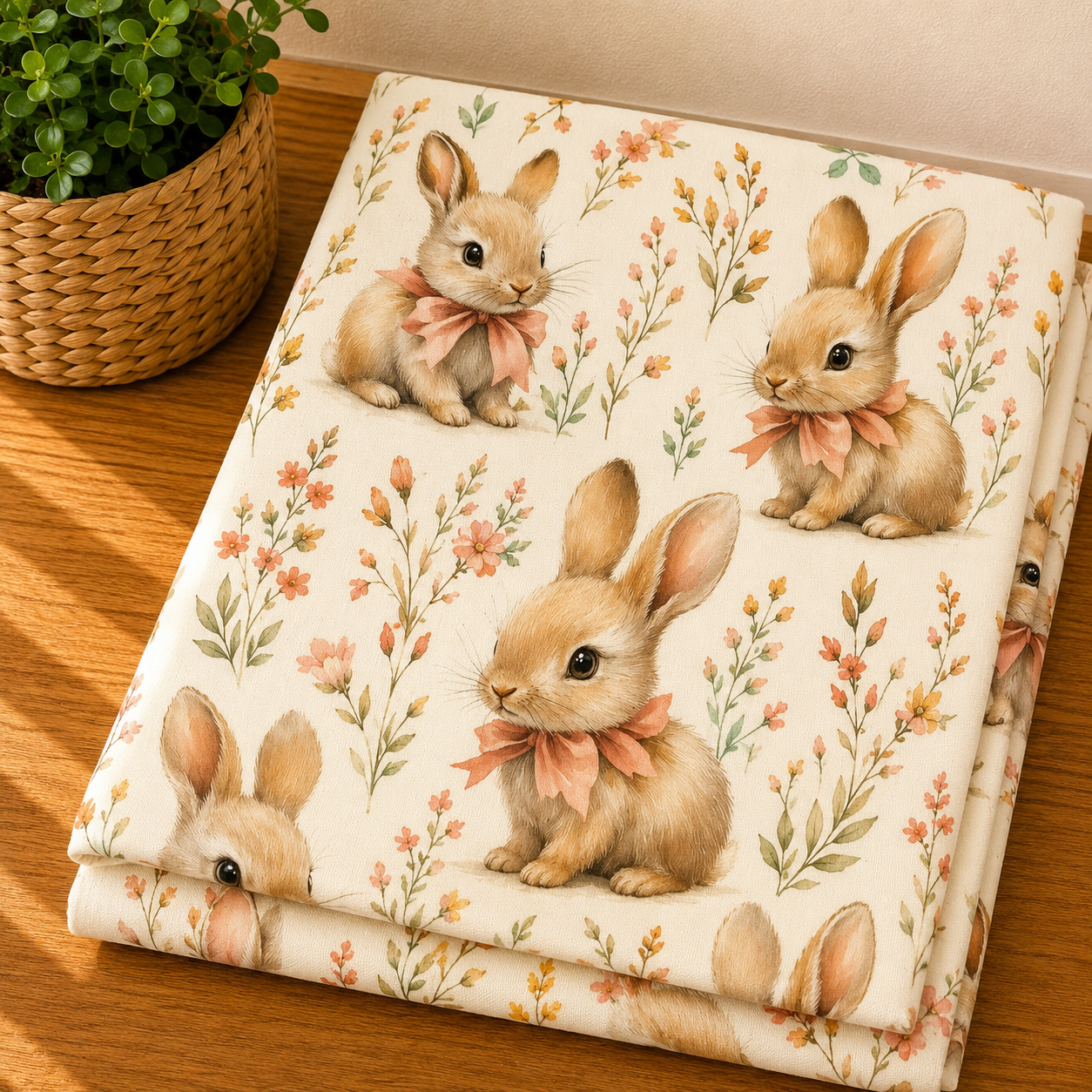 Couverture en squish petit lapin fleuri